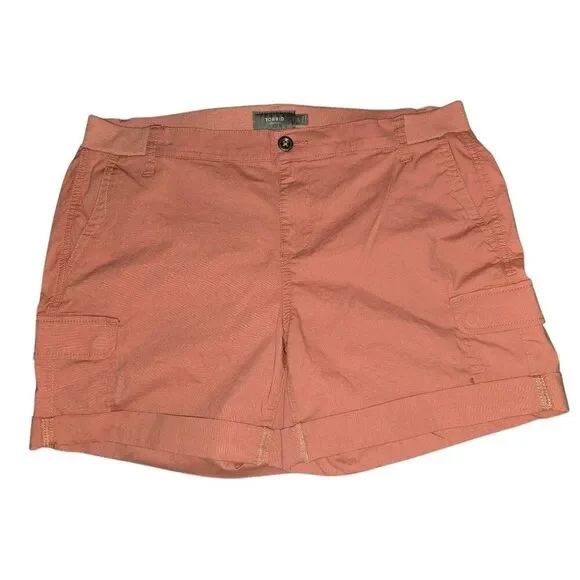 Torrid Size 14 Cuffed Leg Terracotta Dusty Coral Salmon Cargo Camp Shorts - Picture 1 of 2